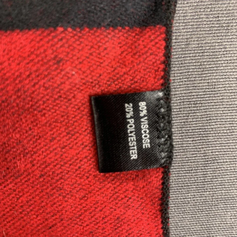 Steven Land Scarf Mens One Size Red‎ Black Abstract Colorblock Fringe Viscose